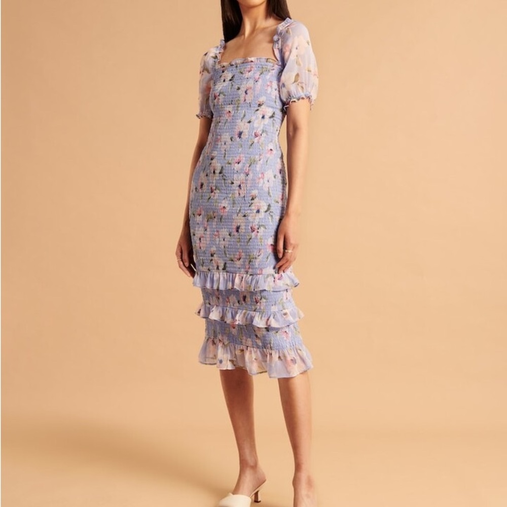 Floral Ruffle Dress with Puff Sleeves